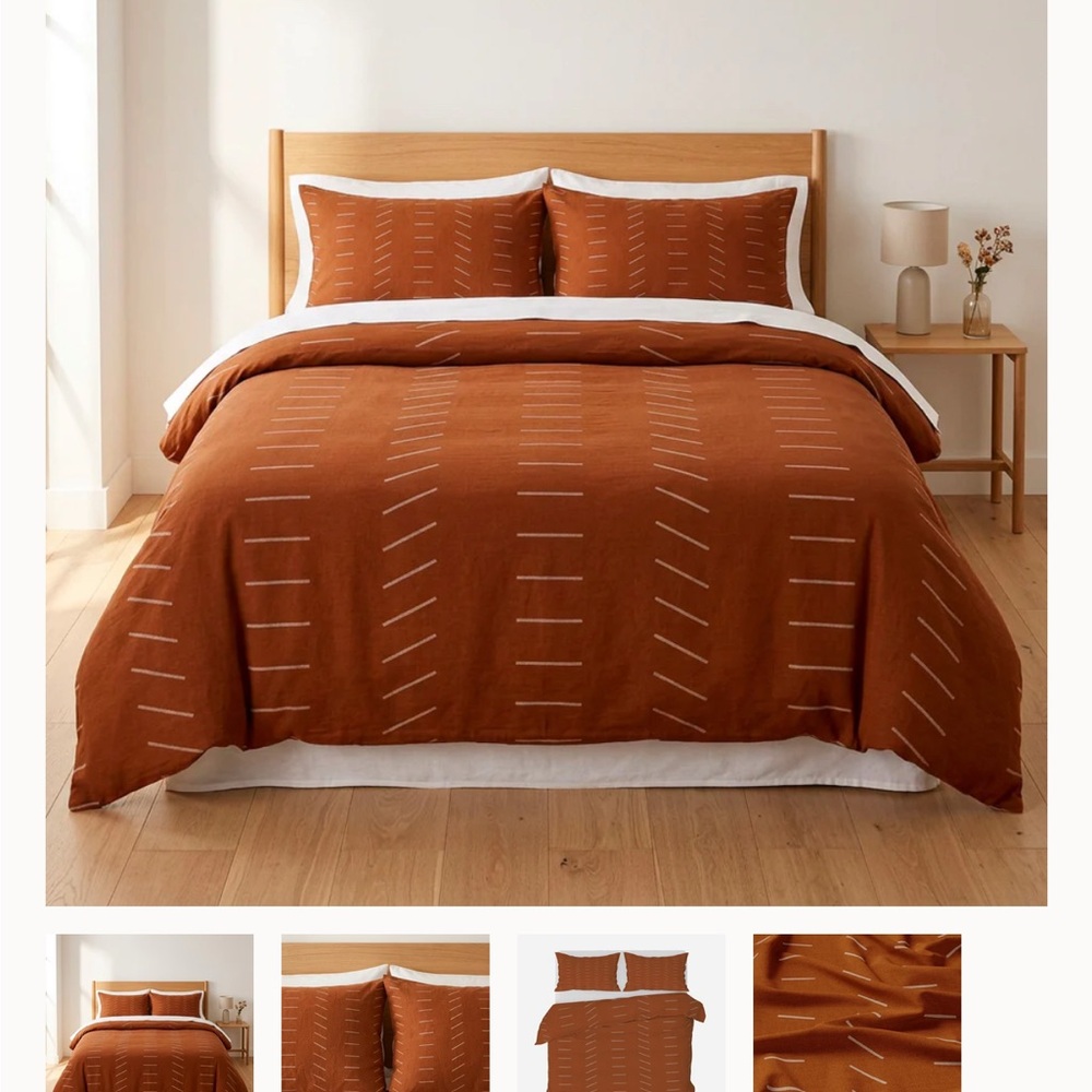 Shapes Decor Rust Patterned Duvet Cover  king size